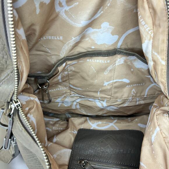Allibelle Taupe Italian Leather Large Handbag Purse Crossbody Adjustable EUC - Picture 11 of 11